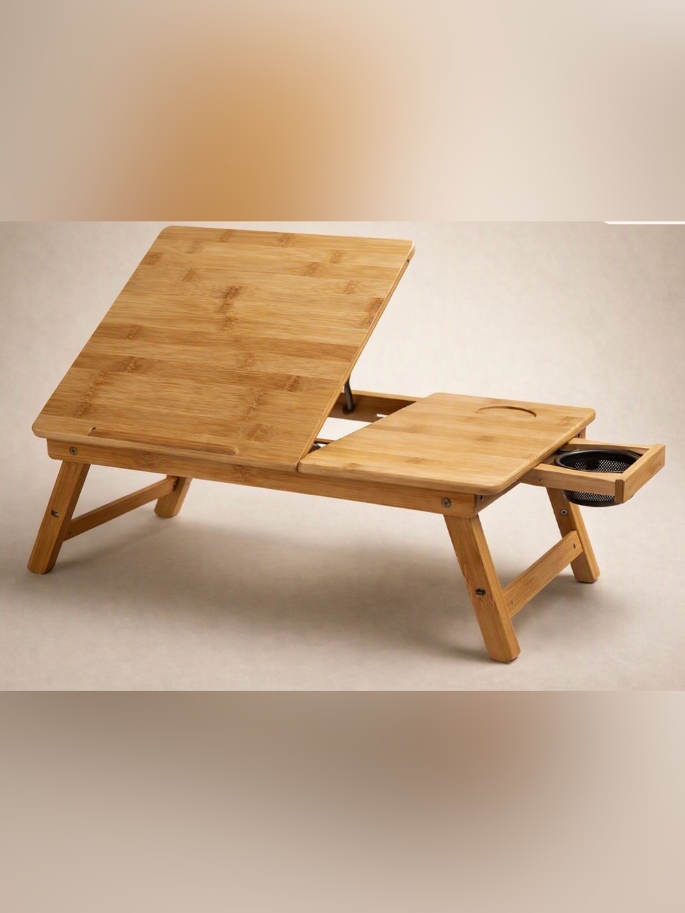 Sharper Image Wood Lap Desk With Cup Holder & Adjustable Top